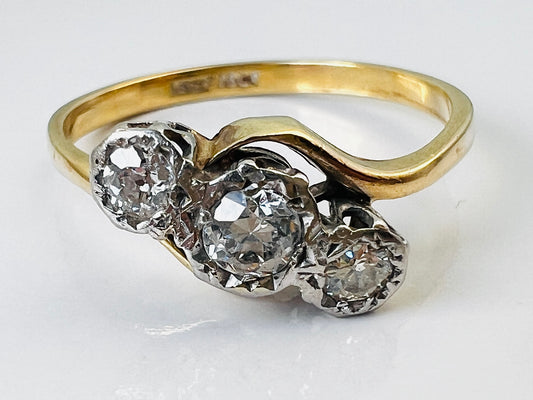 Antique 18ct Gold Three-Stone Diamond Ring