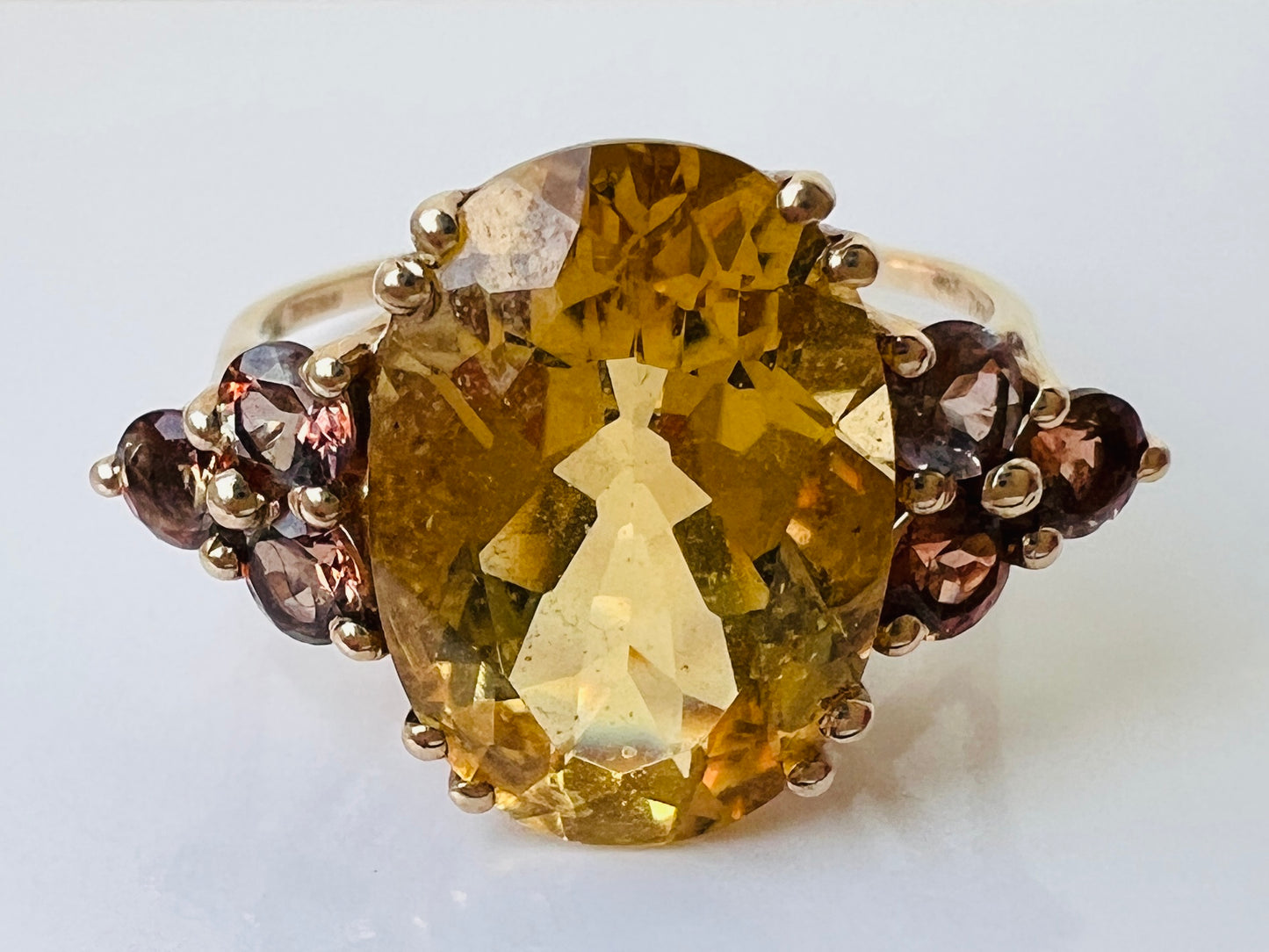 9ct Gold Citrine & Zircon Ring