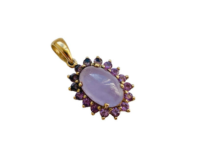 9ct Gold Lavender Jade & Amethyst Pendant