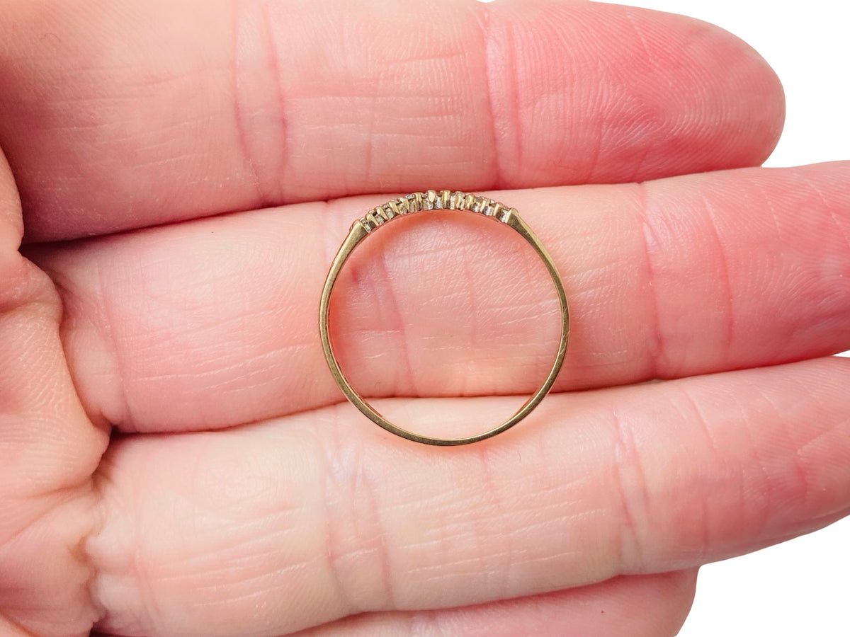 Vintage 9ct Gold 0.25ct Diamond Wishbone Ring