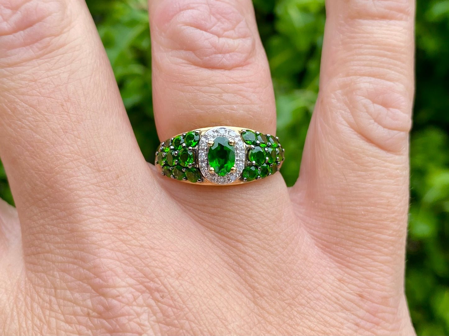 9ct Gold Diopside & Diamond Ring
