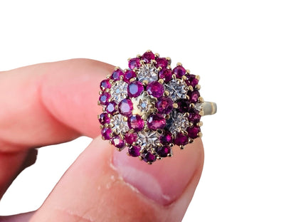 Vintage 9ct Gold Ruby & Diamond Ring