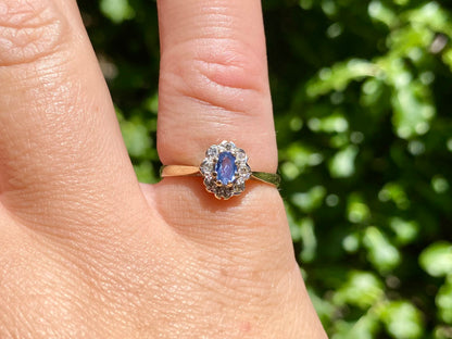Vintage 9ct Gold Sapphire & Diamond Ring