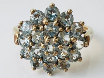 9ct Gold Aquamarine Cluster Ring