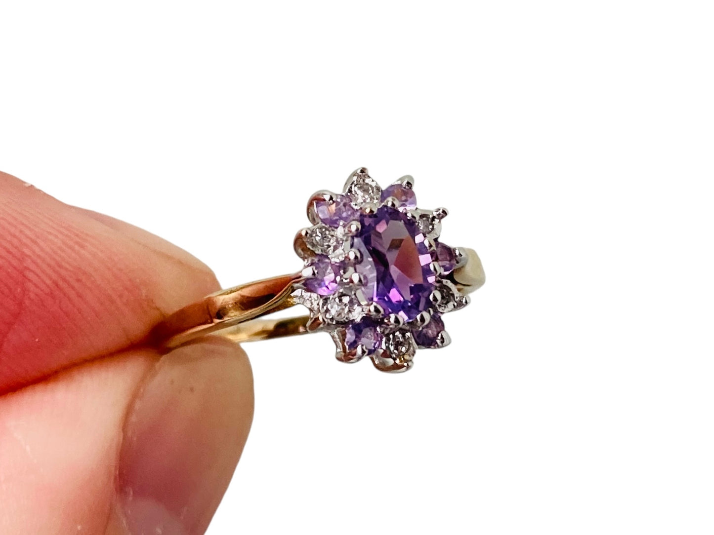 9ct Gold Amethyst & Diamond Ring