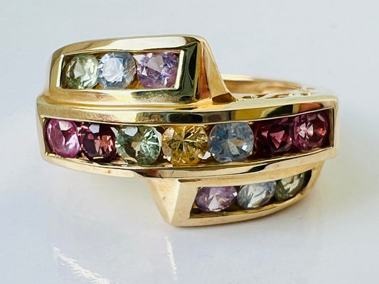 9ct Gold Multi-Coloured Sapphire Ring