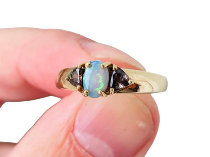 9ct Gold Opal & Tourmaline Ring
