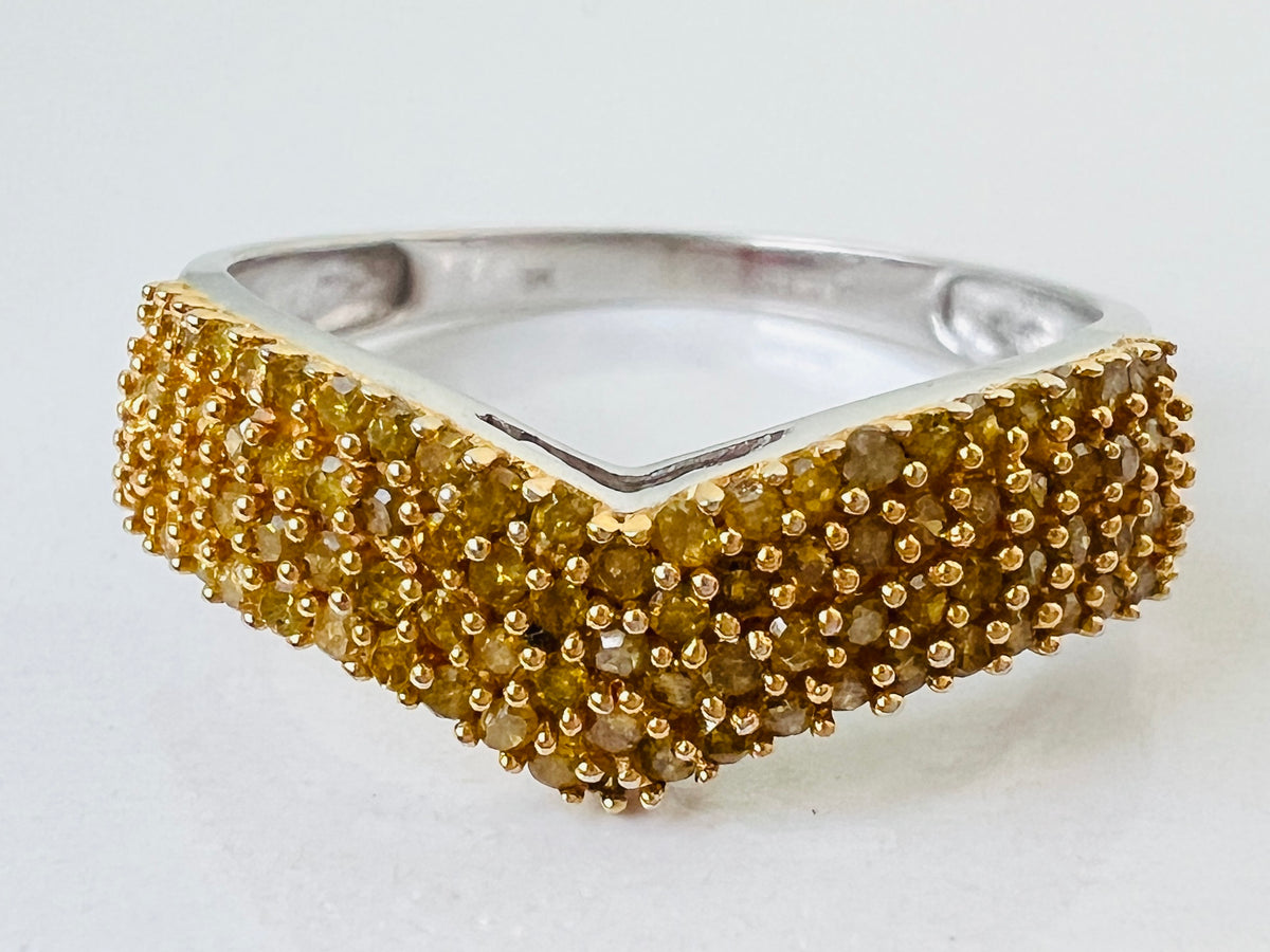 9ct Gold Yellow Diamond Wishbone Ring
