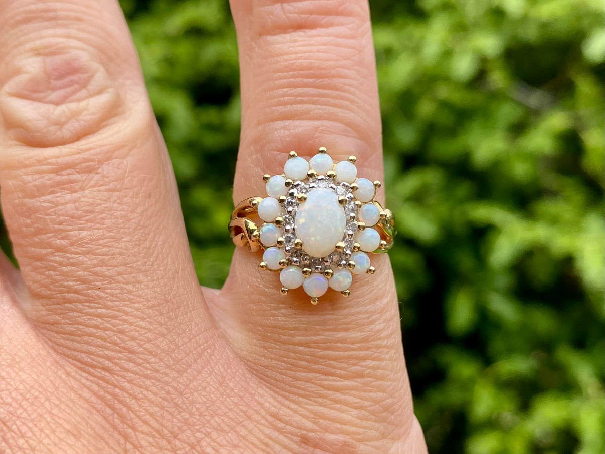 9ct Gold Opal & Diamond Ring