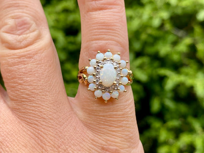 9ct Gold Opal & Diamond Ring