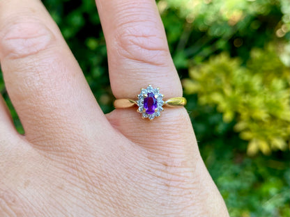 9ct Gold Amethyst & Diamond Ring