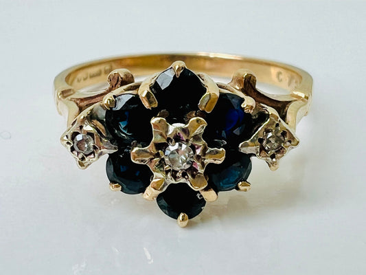 9ct Gold Sapphire & Diamond Ring