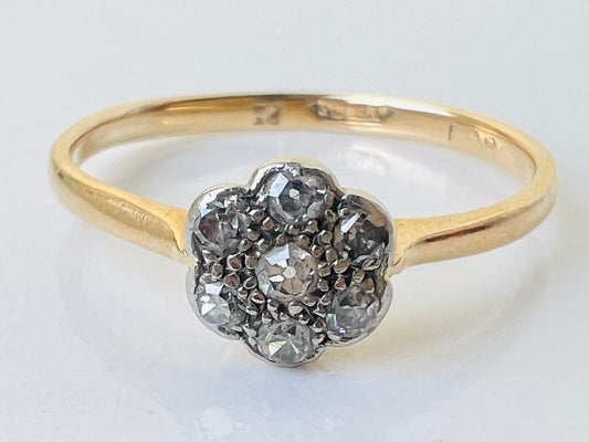 Antique 18ct Gold Diamond Daisy Ring