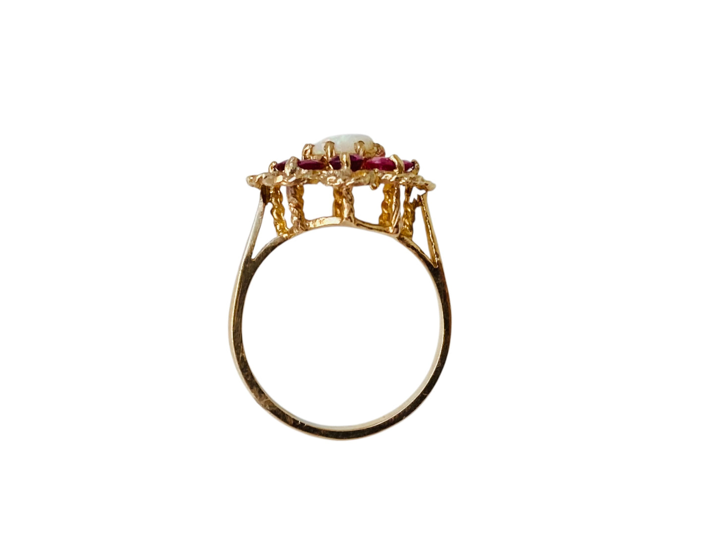 Vintage 9ct Gold Opal & Ruby Ring