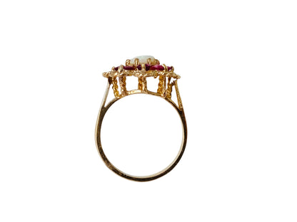 Vintage 9ct Gold Opal & Ruby Ring
