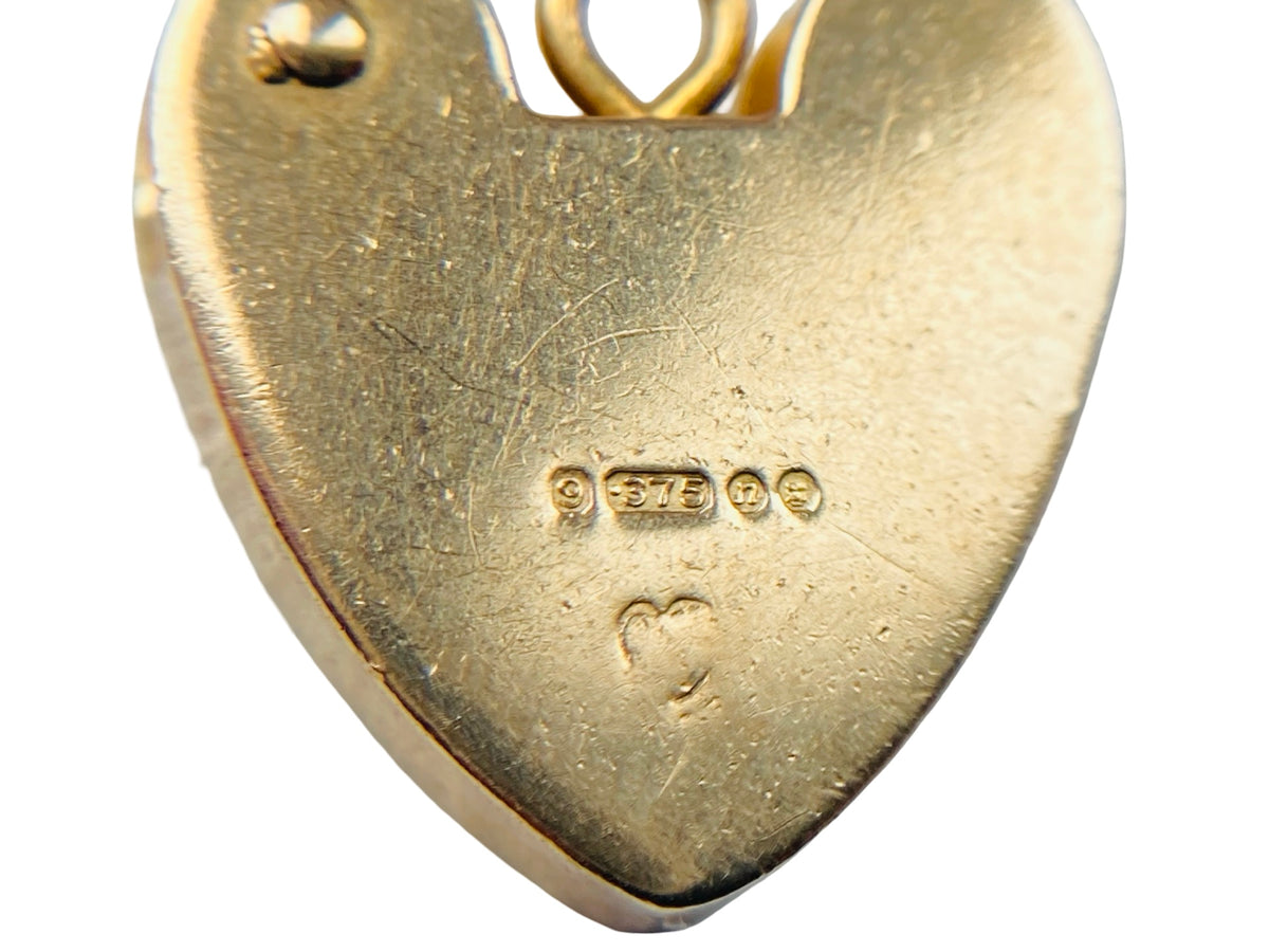 Vintage 9ct Gold Heart Padlock Clasp