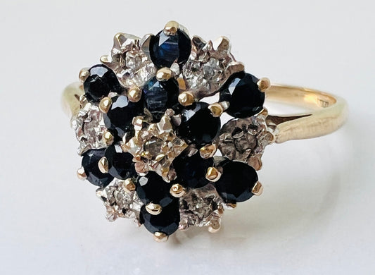 Vintage 9ct Gold Sapphire & Diamond Ring