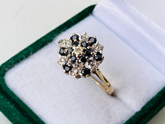 9ct Gold Sapphire & Diamond Cluster Ring