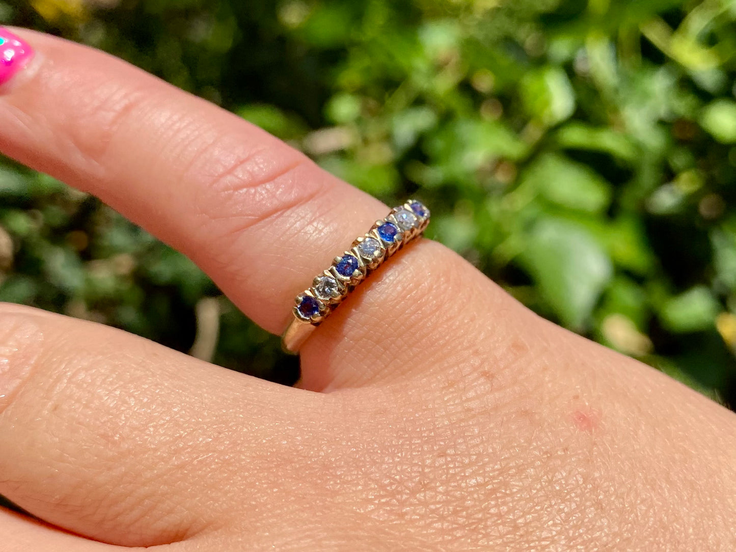 Vintage 9ct Gold Sapphire & Diamond Ring