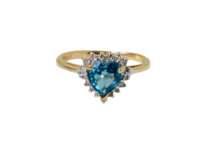 9ct Gold Heart Topaz & Diamond Ring