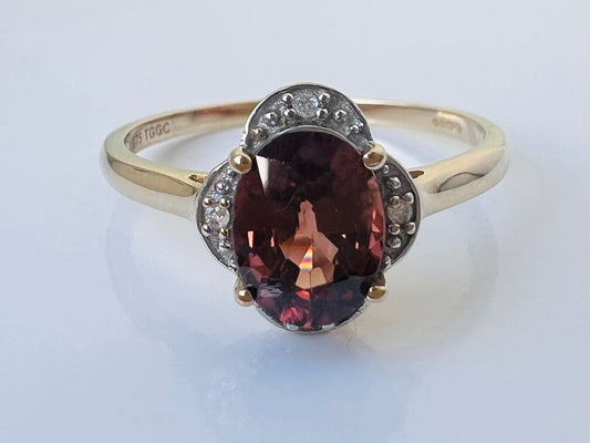 9ct Gold Blue Sunburst Zircon & Diamond Ring