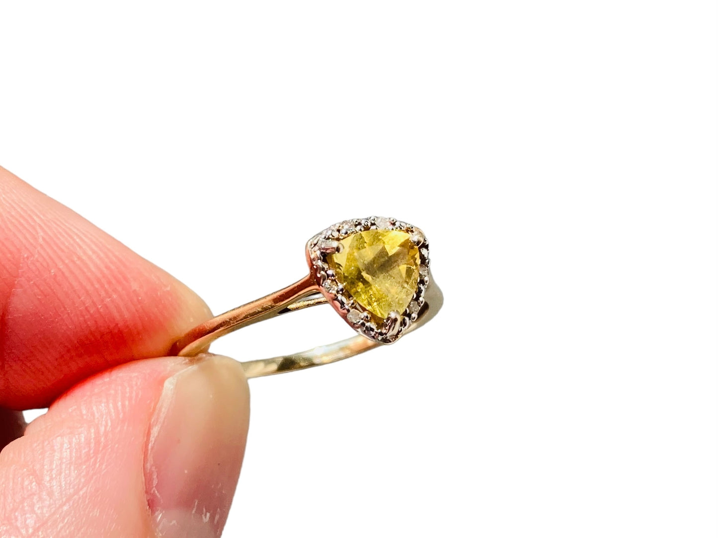 9ct Gold Citrine & Diamond Ring