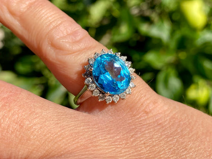 9ct Gold Topaz & Diamond Ring