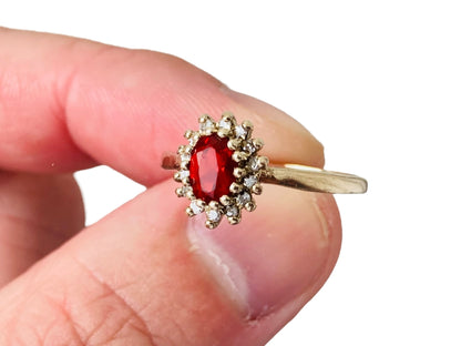9ct Gold Rubelite Tourmaline & Diamond Ring