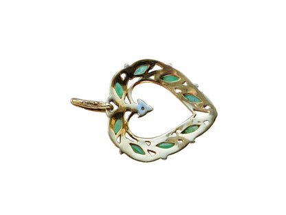 9ct Gold Emerald & Diamond Heart Pendant