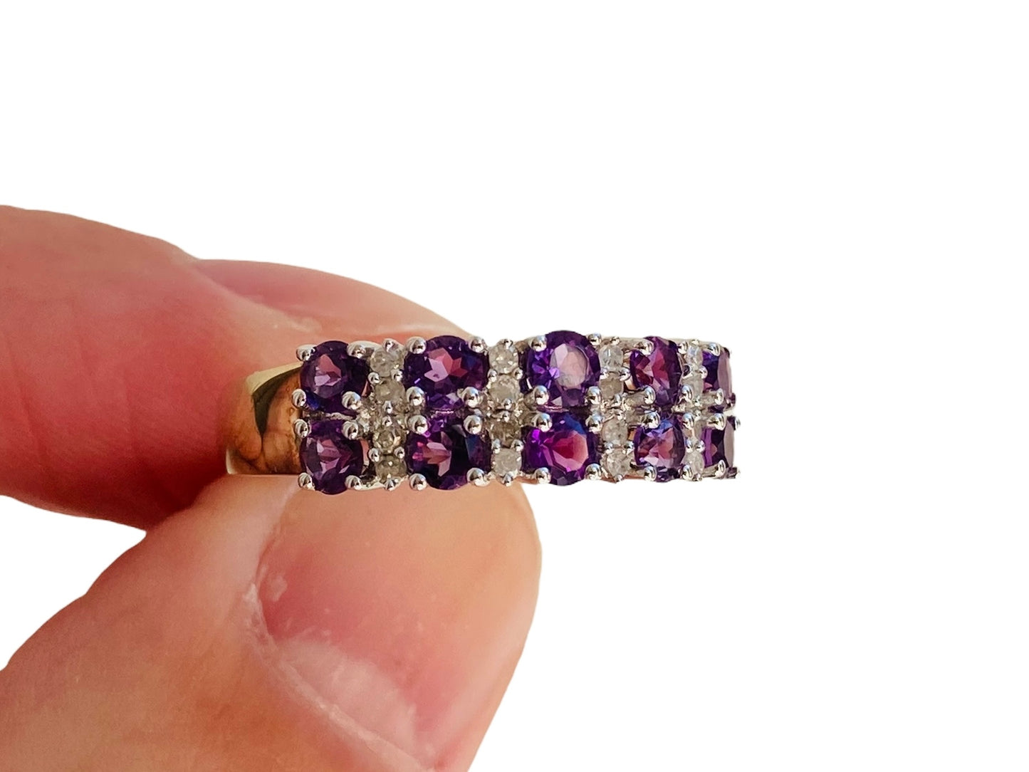 9ct Gold Amethyst & Diamond Ring