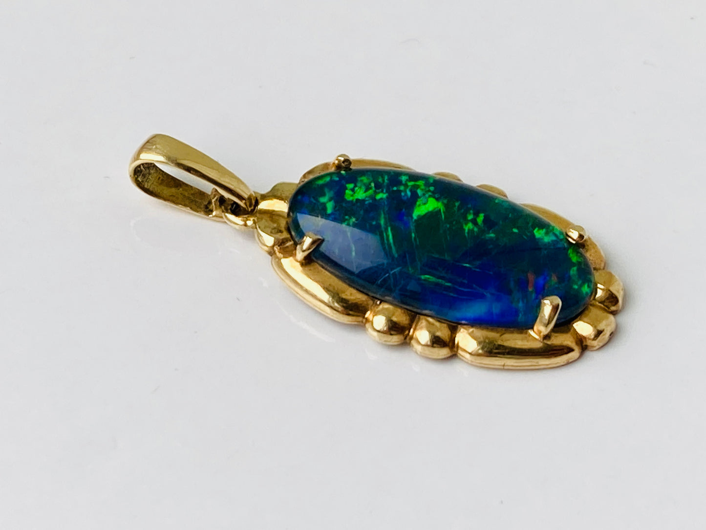 14ct Gold Black Opal Doublet Pendant