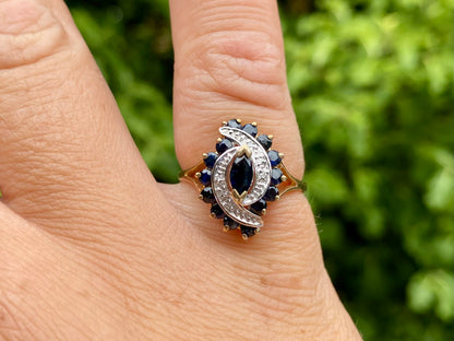 9ct Gold Sapphire & Diamond Ring