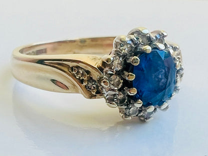 Vintage 9ct Gold Sapphire & Diamond Ring