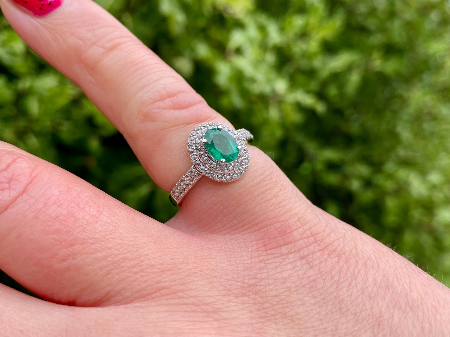 9ct Gold Emerald & Zircon Ring