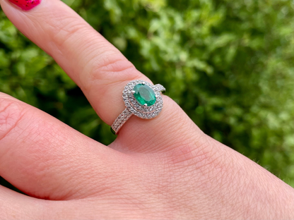 9ct Gold Emerald & Zircon Ring