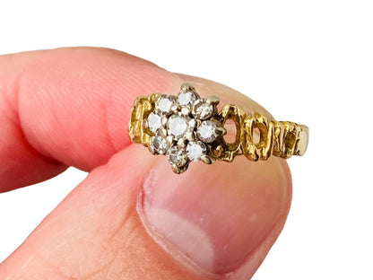 Vintage 18ct Gold Diamond Daisy Cluster Ring