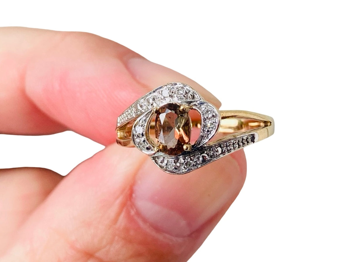 9ct Gold Golden Tanzanite & Diamond Ring