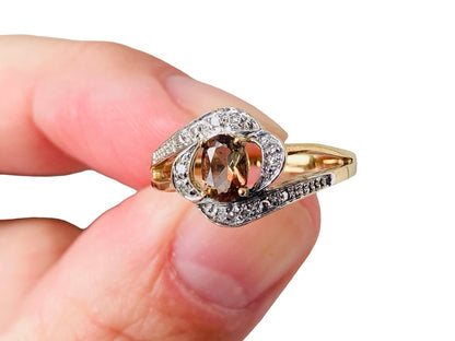 9ct Gold Golden Tanzanite & Diamond Ring