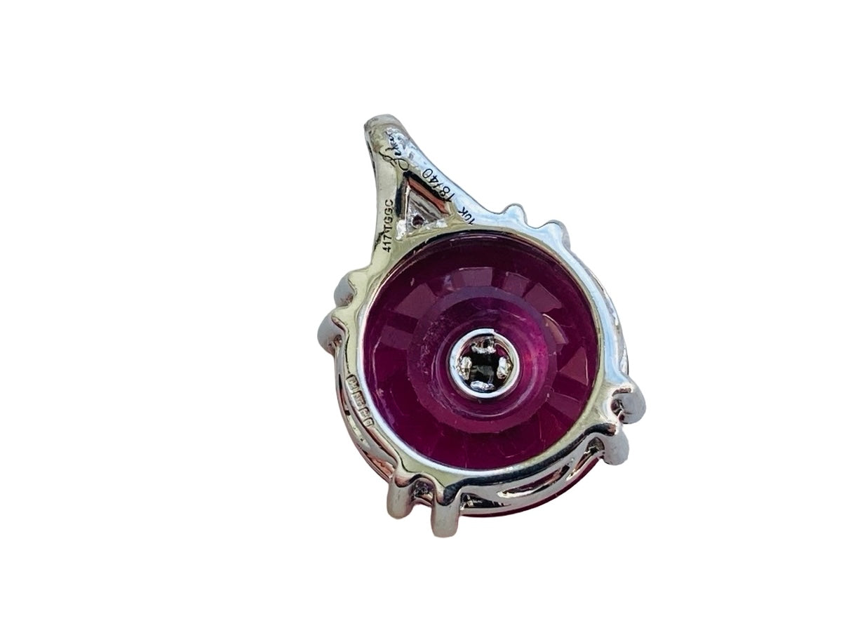 9ct Gold Ruby & Diamond Lehrer Pendant