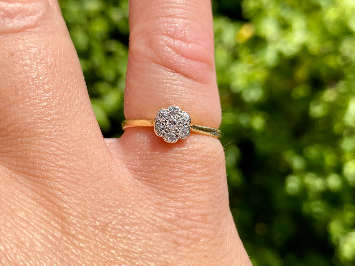 Antique 18ct Gold Diamond Daisy Ring