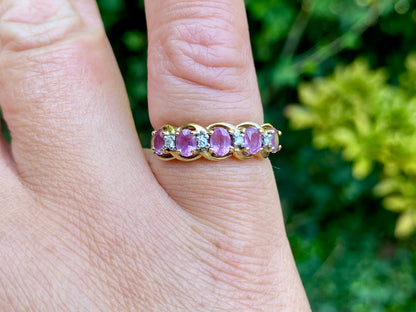 9ct Gold Pink Sapphire & Diamond Ring