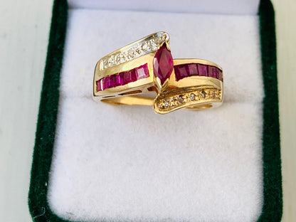 10ct Gold Ruby & Diamond Ring