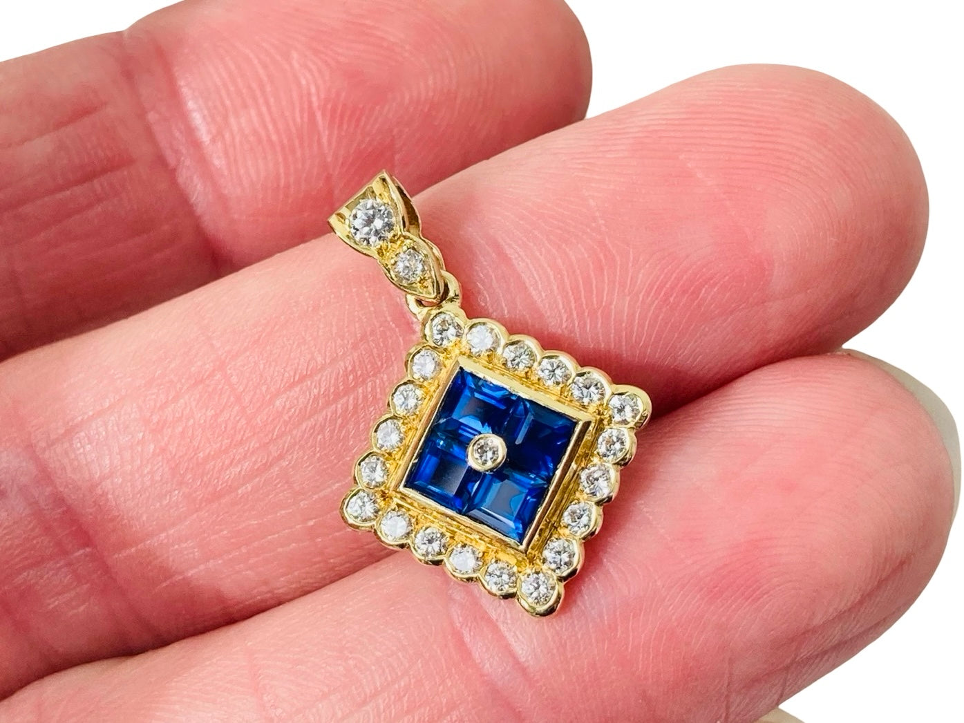 Vintage 18ct Gold Sapphire & Diamond Pendant