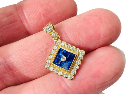 Vintage 18ct Gold Sapphire & Diamond Pendant