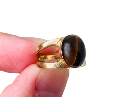Vintage 9ct Gold Tigers Eye Ring
