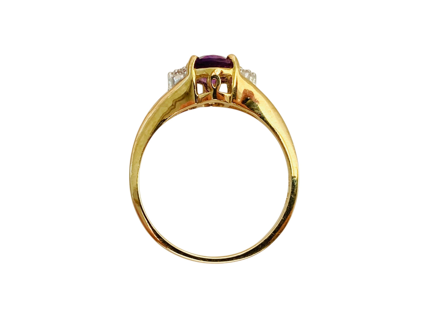 9ct Gold Amethyst & Diamond Ring