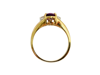 9ct Gold Amethyst & Diamond Ring