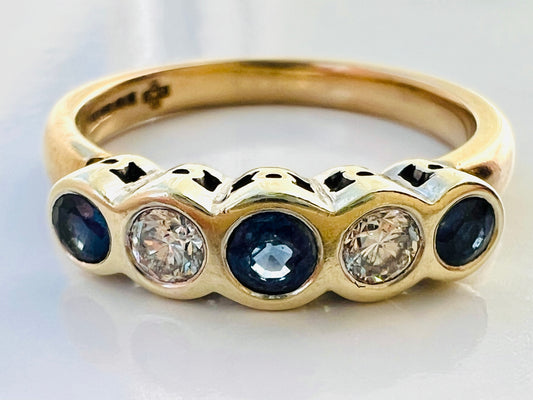 9ct Gold Sapphire & Diamond Ring