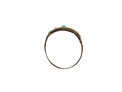 Antique 9ct Gold Turquoise & Opal Ring