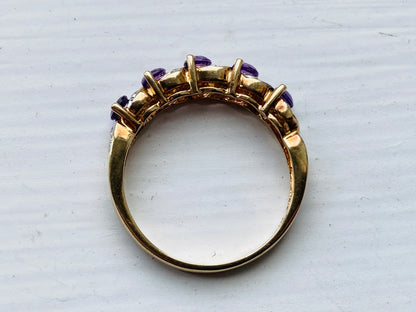 9ct Gold Amethyst & Diamond Ring